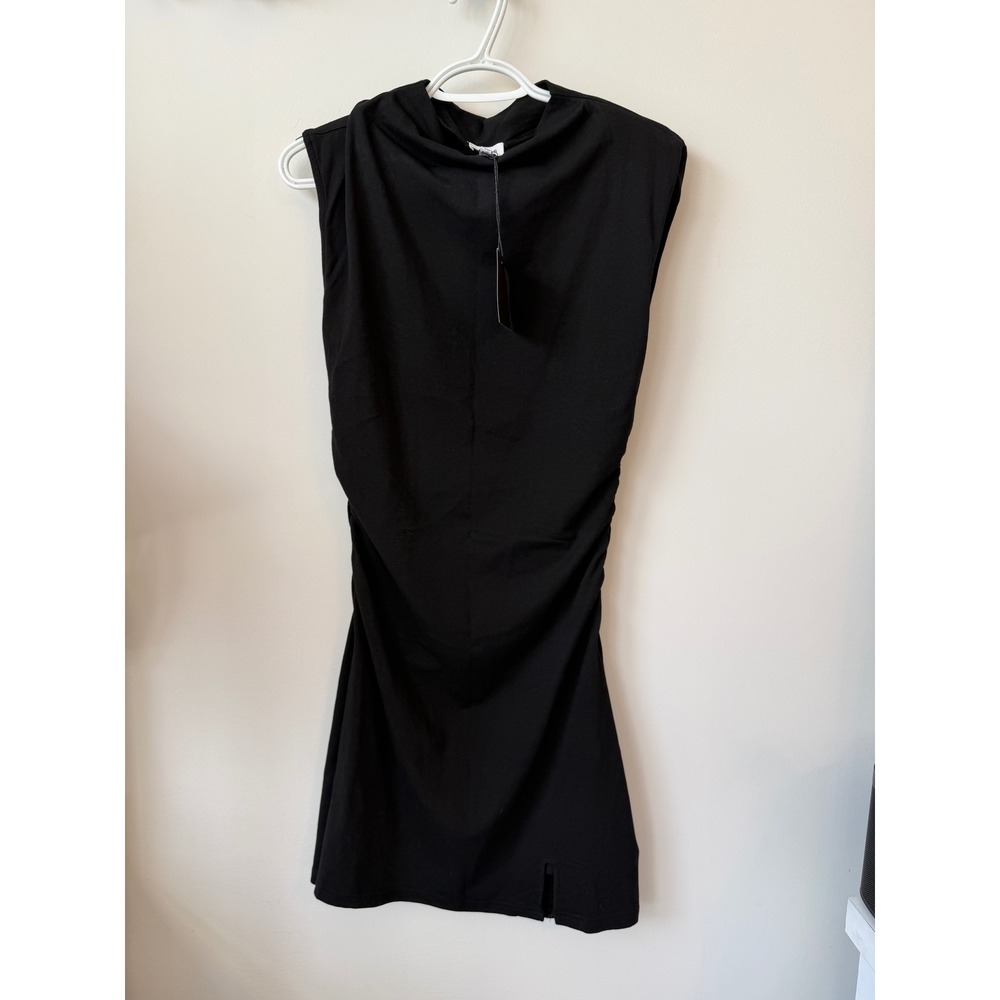 Le Lis Collection Black Mock Neck Ruched Sleeveless Mini Dress Size M NWT